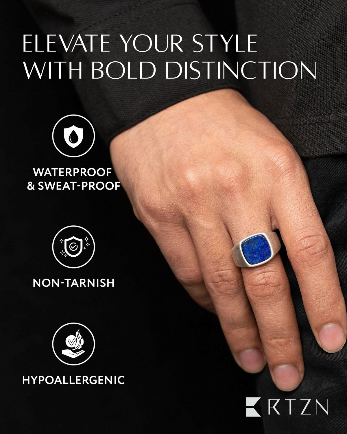 Lapis Lazuli Cushion Signet Ring - Maven Couture IncRings