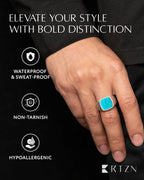Turquoise Cushion Signet Ring - Maven Couture IncRings