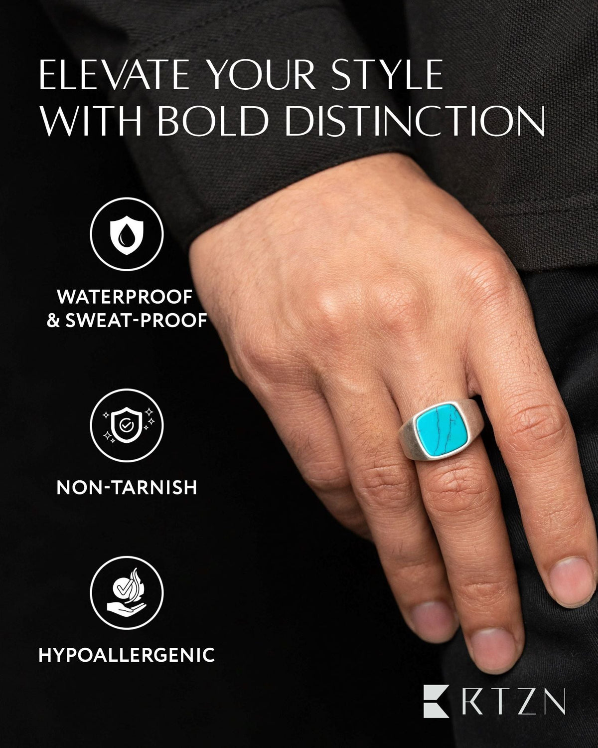 Turquoise Cushion Signet Ring - Maven Couture IncRings