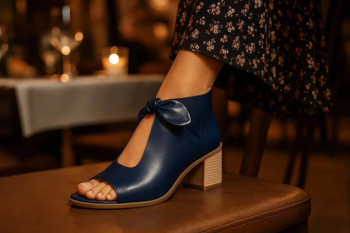 Women's Kimora Navy Heeled Sandals - Maven Couture IncSandal