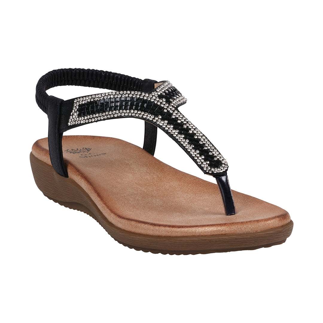 Women's Lori Black Embellished Flat Sandals - Maven Couture IncFlat Sandals