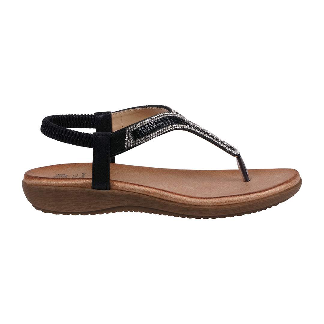 Women's Lori Black Embellished Flat Sandals - Maven Couture IncFlat Sandals