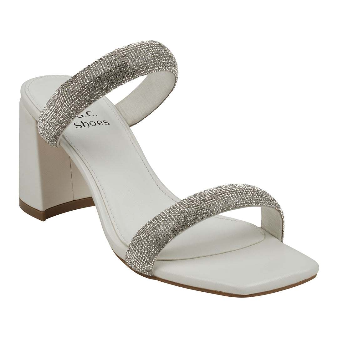 Luella White Embellished Double Band Heeled Sandals - Maven Couture IncHeeled Sandals