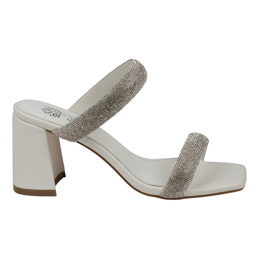 Luella White Embellished Double Band Heeled Sandals - Maven Couture IncHeeled Sandals