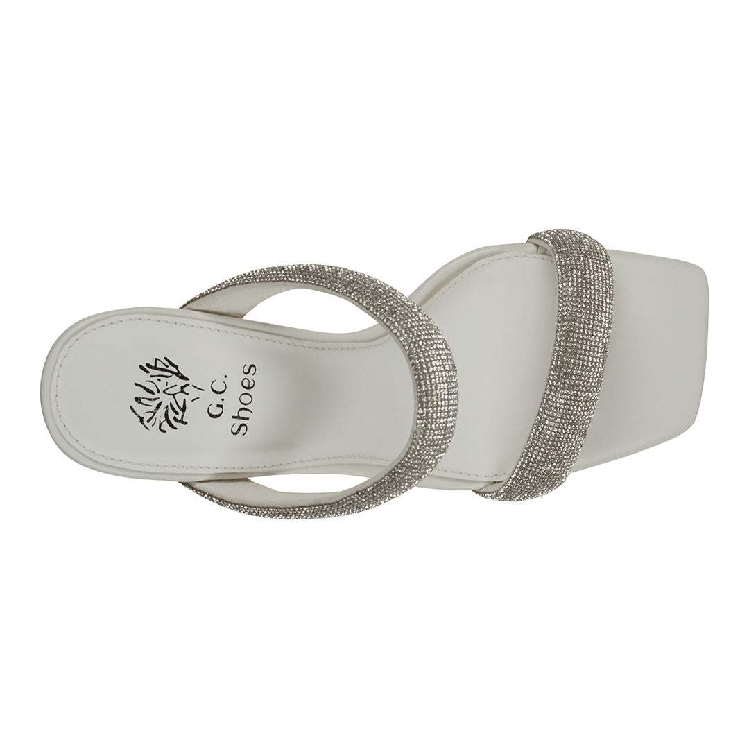 Luella White Embellished Double Band Heeled Sandals - Maven Couture IncHeeled Sandals