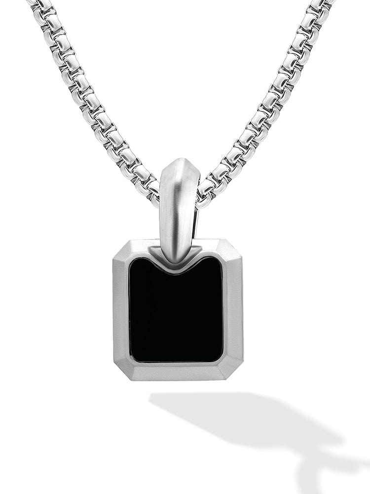 Black Onyx Square Pendant Necklace - Maven Couture Inc