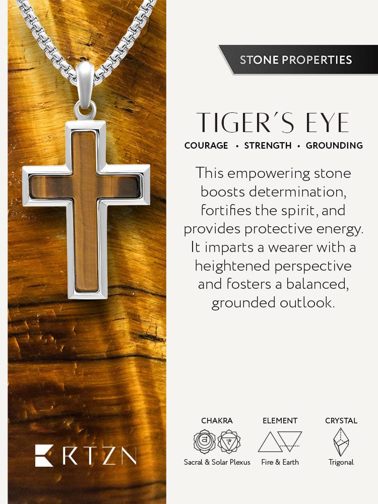 Tiger Eye Cross Pendant Necklace - Maven Couture IncCross Pendant