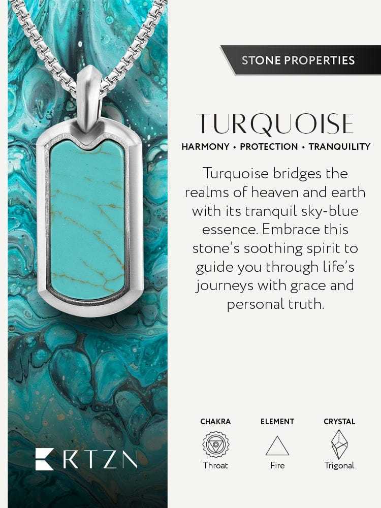 Turquoise Dog Tag Pendant Necklace - Maven Couture IncDog Tag Pendant