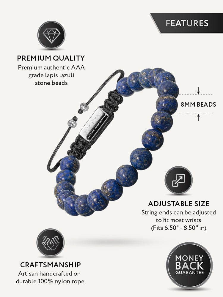 Men’s Blue Lapis Lazuli Beaded Bracelet Bali - Maven Couture IncBeaded Bracelet