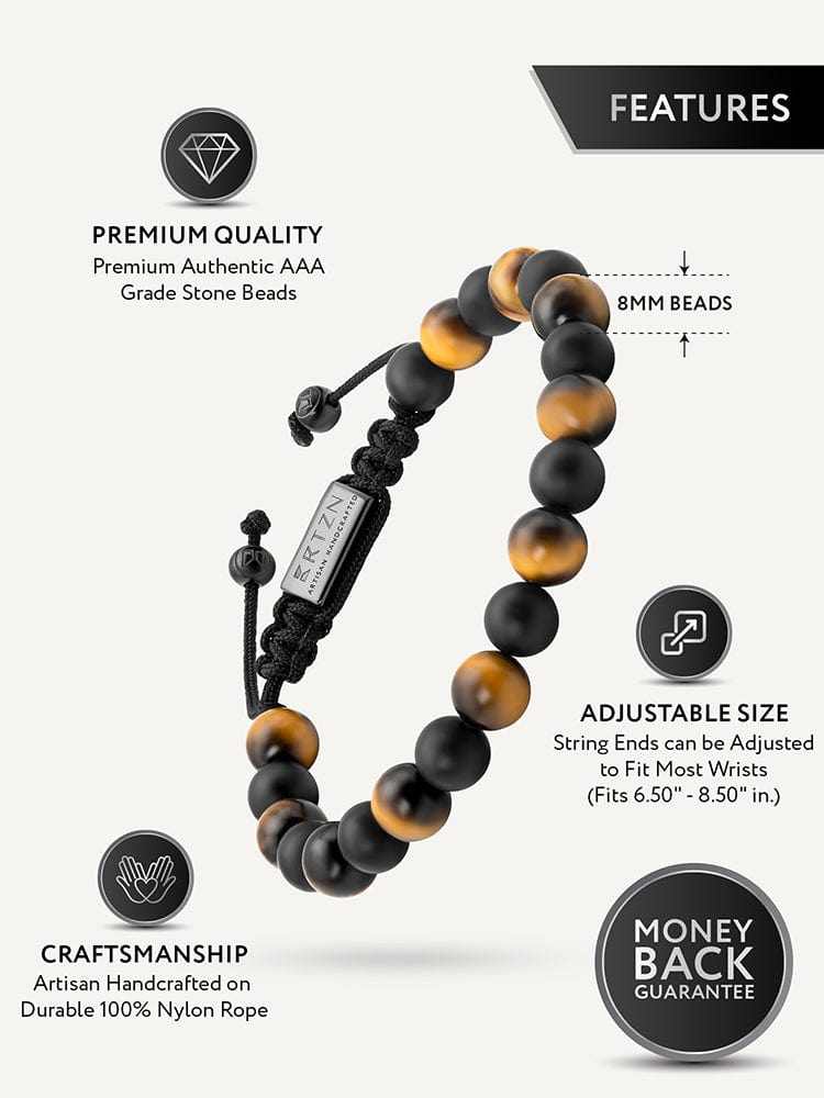 Tiger Eye & Black Onyx Beaded Bracelet - Tulum - Maven Couture IncBeaded Bracelet