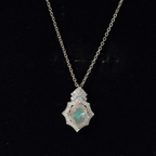 Natural 2 Carat Ethiopian Opal Vintage Necklace with Diamond