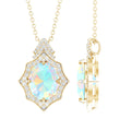 Natural 2 Carat Ethiopian Opal Vintage Necklace with Diamond
