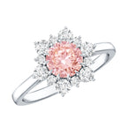 IGI Certified 1 CT Lab Grown Pink and White Diamond Halo Engagement Ring