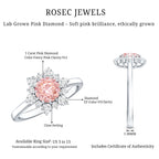 IGI Certified 1 CT Lab Grown Pink and White Diamond Halo Engagement Ring