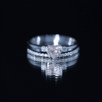 IGI Certified Lab Grown Pink Heart Engagement Ring With Diamond Wedding Band