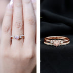 IGI Certified Lab Grown Pink Heart Engagement Ring With Diamond Wedding Band