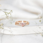 IGI Certified Lab Grown Pink Heart Engagement Ring With Diamond Wedding Band