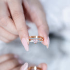 IGI Certified Lab Grown Pink Heart Engagement Ring With Diamond Wedding Band