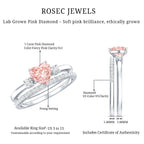 IGI Certified Lab Grown Pink Heart Engagement Ring With Diamond Wedding Band