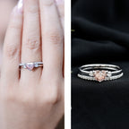 IGI Certified Lab Grown Pink Heart Engagement Ring With Diamond Wedding Band