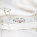 IGI Certified Lab Grown Pink Heart Engagement Ring With Diamond Wedding Band