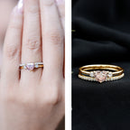 IGI Certified Lab Grown Pink Heart Engagement Ring With Diamond Wedding Band