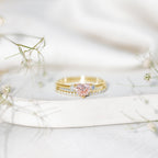 IGI Certified Lab Grown Pink Heart Engagement Ring With Diamond Wedding Band