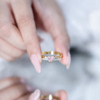 IGI Certified Lab Grown Pink Heart Engagement Ring With Diamond Wedding Band