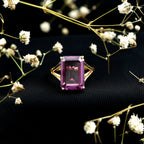 8 Carat Lab Grown Alexandrite Emerald Cut Engagement Ring
