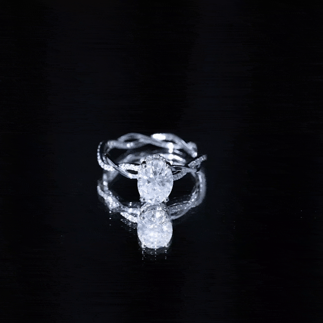 Certified 2 Carat Moissanite Hidden Halo Engagement Ring in Silver
