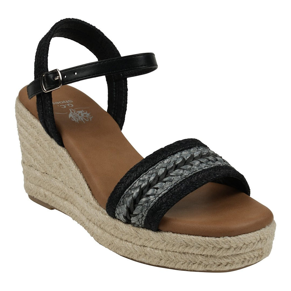 Solene Black Slingback Espadrille Wedge Sandals - Maven Couture IncWedge Sandals