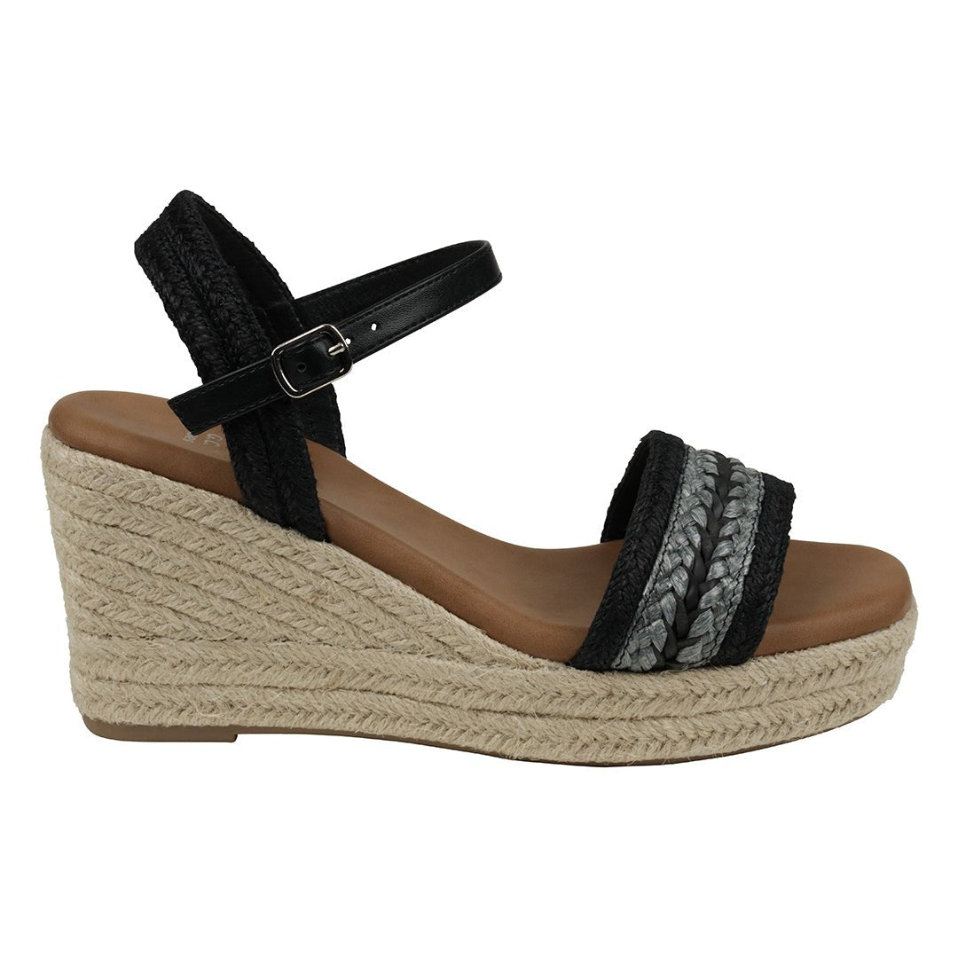 Solene Black Slingback Espadrille Wedge Sandals - Maven Couture IncWedge Sandals