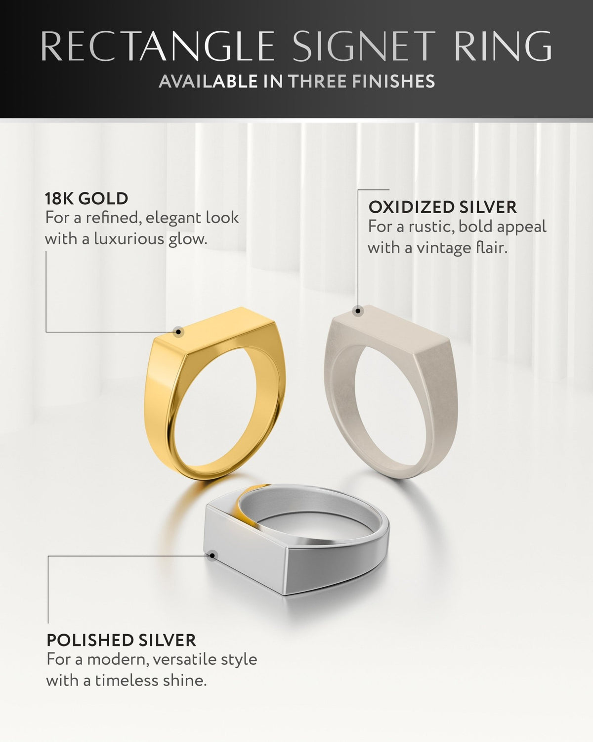 Rectangle Signet Rings (Gold) - Maven Couture IncRings