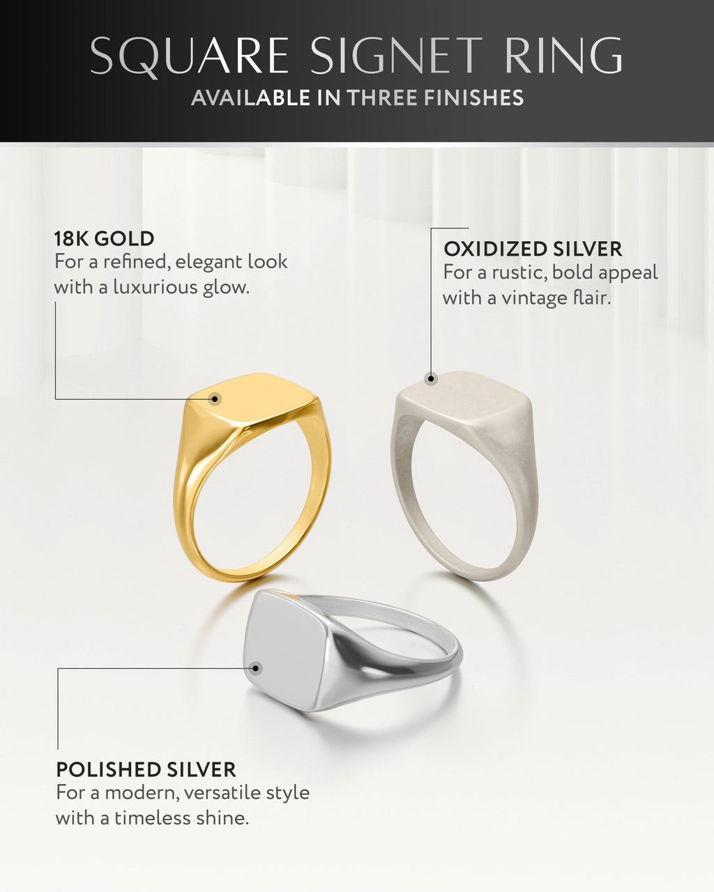 Square Signet Rings (Gold) - Maven Couture IncRings