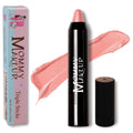 Triple Sticks Lipstick creamy stick in soft pink shade with black casing and matching swatch, labeled Mommy Makeup