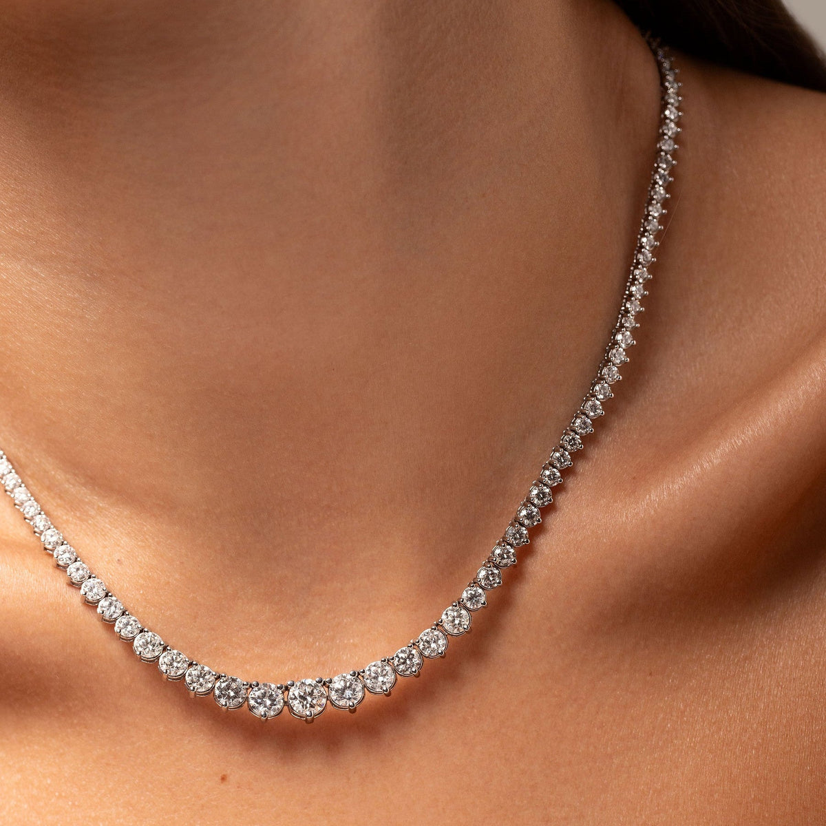 20 CT Created White Sapphire Graduated Tennis Necklace - G-H Color, SI Clarity - Maven Couture IncPendants