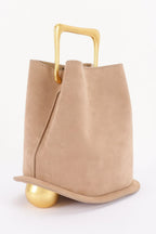 Women's Top Handle Bag Faux Suede Metal Handle BYMANYC ® New York CONTEMPORARY TEXTURED METALLIC PURSE - New Collection