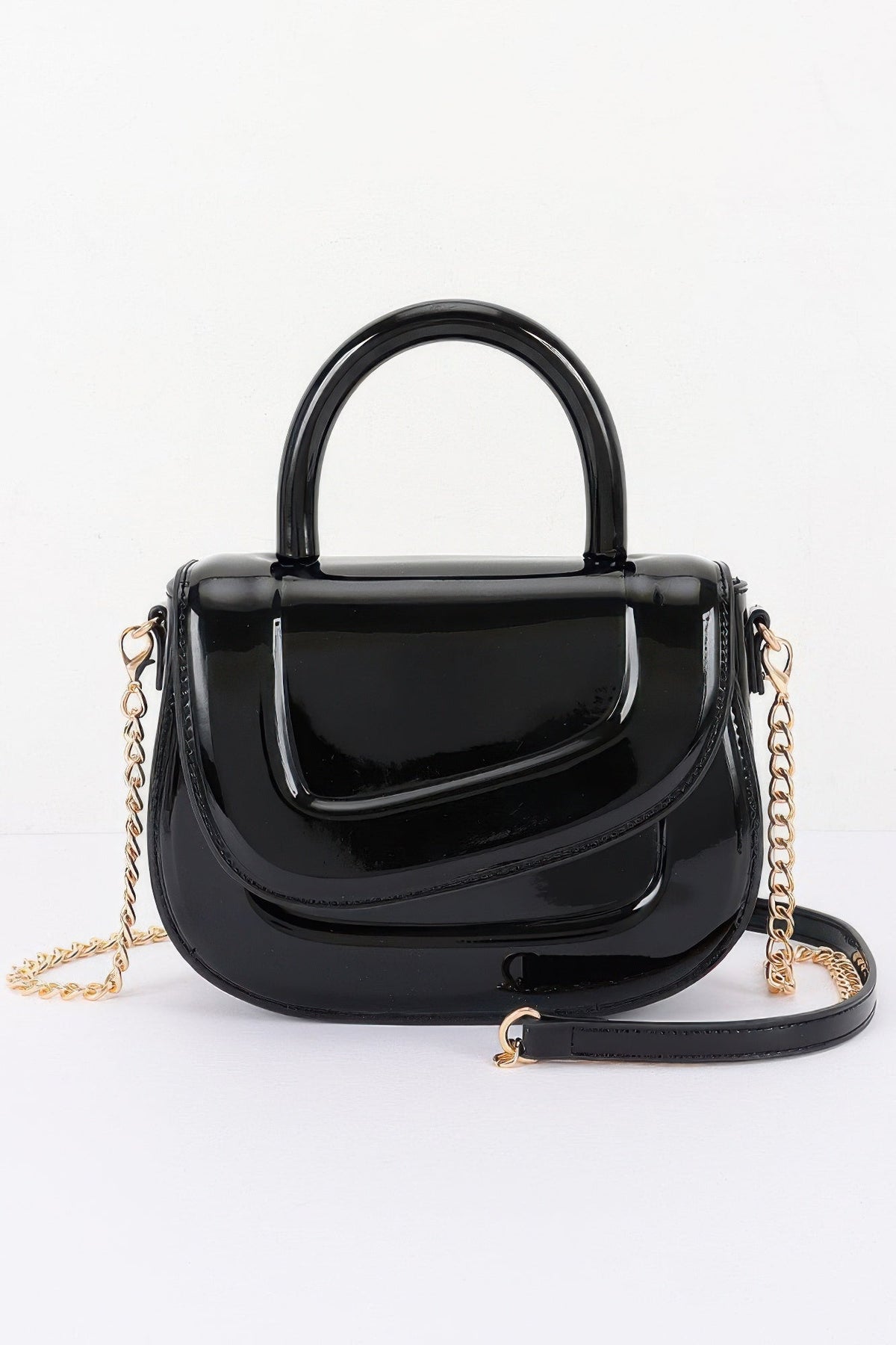 Women's Top Handle Bag Patent Leather BYMANYC ® New York GLOSSY SLEEK STRUCTURED PURSE - New Collection