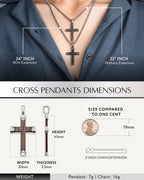 Ebony Wood Cross Pendant (Silver) - Maven Couture IncCross Pendant