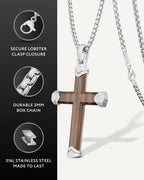 Ebony Wood Cross Pendant (Silver) - Maven Couture IncCross Pendant