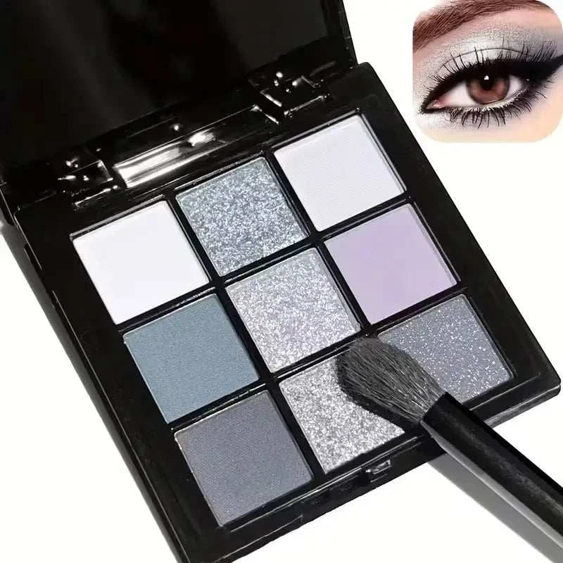 A 9-color smoky eyeshadow palette, long-lasting, waterproof, and easy to apply, perfect for creating a smoky punk makeup look.