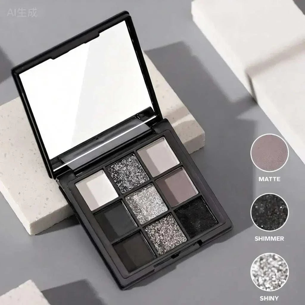 A 9-color smoky eyeshadow palette, long-lasting, waterproof, and easy to apply, perfect for creating a smoky punk makeup look.