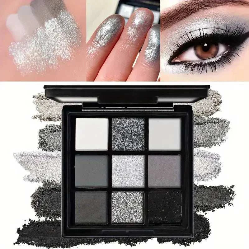 A 9-color smoky eyeshadow palette, long-lasting, waterproof, and easy to apply, perfect for creating a smoky punk makeup look.