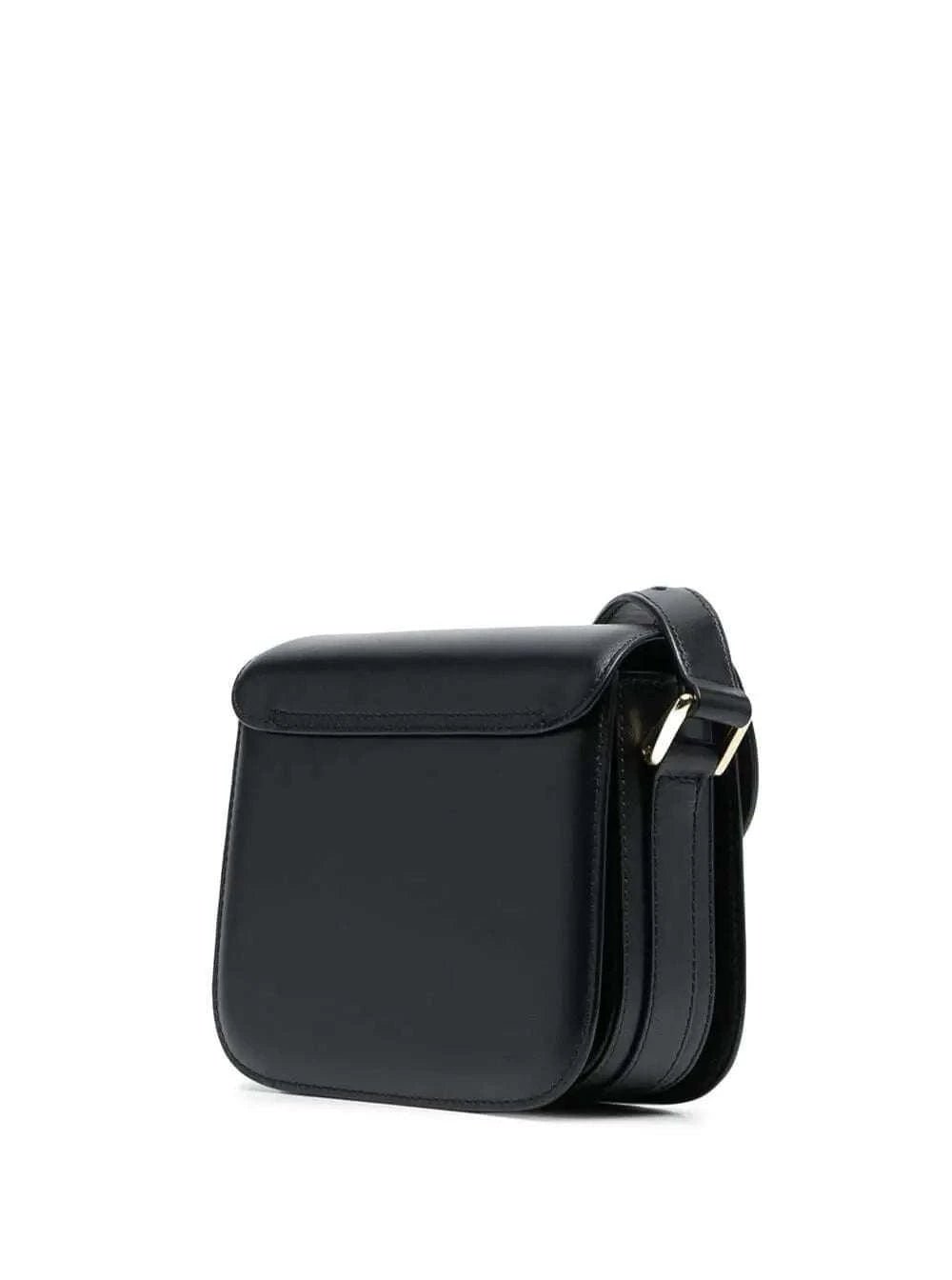 A.P.C. Women 'Grace' Black Mini Crossbody Bag With Adjustable Strap And Logo Lettering Imprinted On The Front In Leather For Women - Maven Couture IncHandbags / Cross Body Bags