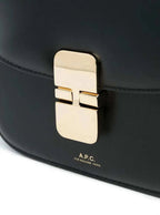 A.P.C. Women 'Grace' Black Mini Crossbody Bag With Adjustable Strap And Logo Lettering Imprinted On The Front In Leather For Women - Maven Couture IncHandbags / Cross Body Bags