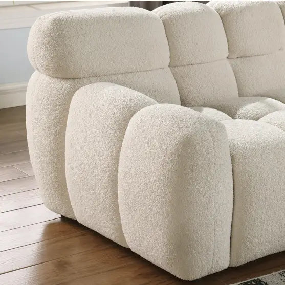 Elevate your space with the elegant beige boucle sofa in luxury fashion