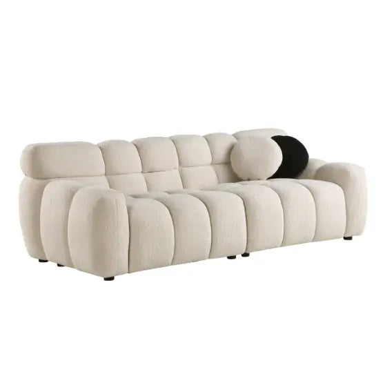 Elevate your space with the elegant beige boucle sofa in luxury fashion