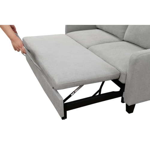 Elegant light grey luxury sofa bed with reclining backrest