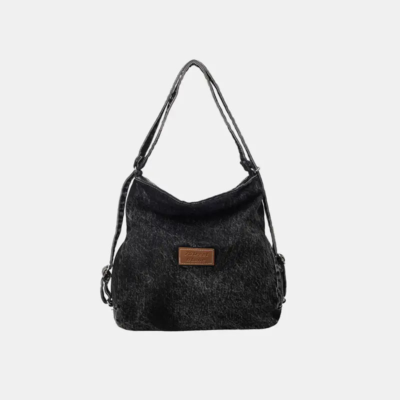 Elevate your style with the adjustable strap denim shoulder bag $29.99 bag medium denim imported product length 13 in,