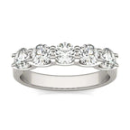 AGI Certified 14K white gold anniversary band featuring five round brilliant cut diamonds in a shared-prong setting
